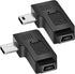 UCEC USB 2.0 Adapter Plug, Mini USB to Mini USB, Left and Right Angle Mini to Mini - Male to Female - Pack of 2...