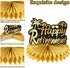10Pcs Happy Retirement Decorations Table Honeycomb Centerpieces Party Supplies, Black Gold Retirement Adventure Awaits Table Centerpieces for Wome...