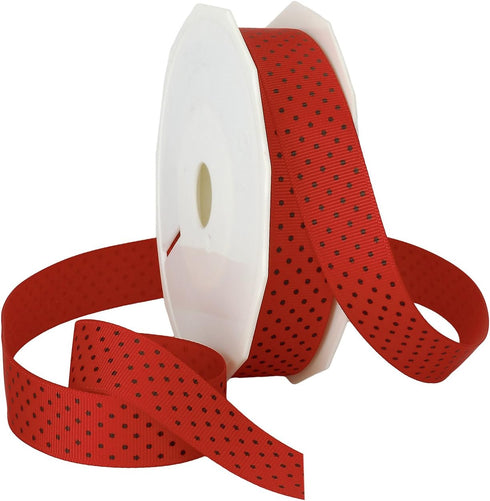 Morex Grosgrain Swiss Ribbon, 7/8-In x 20-Yd, Red/Black Dots (3906.05/20-709)...