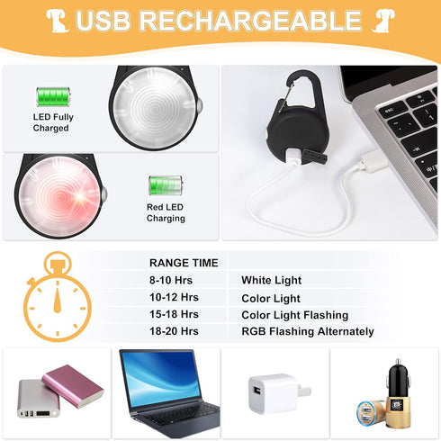 Dog Collar Light, 4 Modes Dog Lights for Night Walking, Rechargeable Dog Collar Lights for Nighttime Clip on, IP68 Waterproof Dog Light...