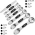 Magnetic Measuring Spoons Set - Wildone Stainless Steel Double Sided Measuring Spoons Set of 7 Black, for Dry & Liquid Ingredients, Including 6 He...