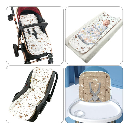 Baby Stroller Cushion,Infant Car Seat Insert-Reversible Universal Breathable and Soft Newborn Stroller Mat, 100% Cotton Cover Toddler Seat Pad Lin...