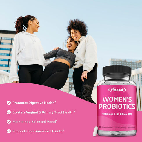 Women’s Probiotics, 100 Billion CFU, 18 Strains, Prebiotics, Cranberry, VB6 & VC, Mood, Vaginal & Urinary Tract Health, Shelf Stable, 60 Delayed R...