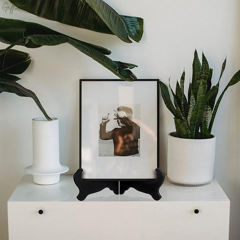 Guffman 12 Inch Wooden Display Stand - Black Wood Plate Stand Frame - Decorative Plate Holders Stands for Display Pictures, Cookbooks, Home, Birth...