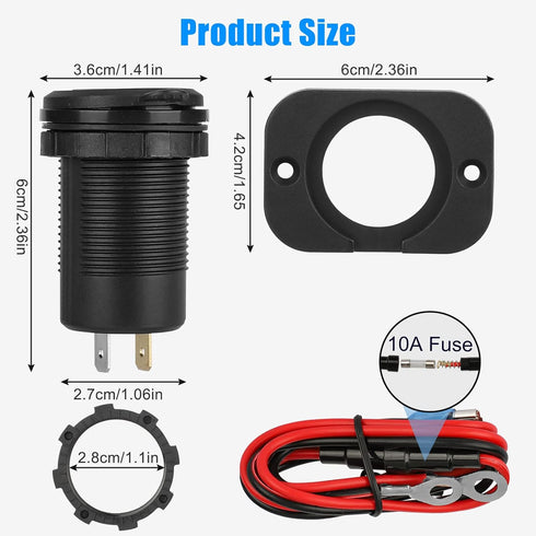 Linkstyle 12V USB Outlet, 58W PD USB-C & QC3.0 USB-A Port Charger Socket, 12V USB Socket Outlet Panel with Voltmeter Switch......