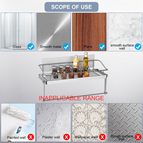 Adhesive Paper Towel Holder Shelf,Wall Mounted Paper Towel Roll Rack Basket for Kitchen,Shower Bathroom & Balcony,Rustproof,No Drilling,SUS 304 St...