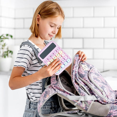 Mechanical Switch Calculator with Big Buttons, Calculators Desktop, 12 Digits, Large LCD Display, Desk Calculator, Cute Pink Calculator for Teache...