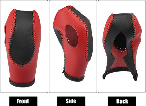 X AUTOHAUX 1set Car Faux Leather Gear Shift Knob Cover for Ford Focus Escape Fusion Fiesta Transit Van Black Red...