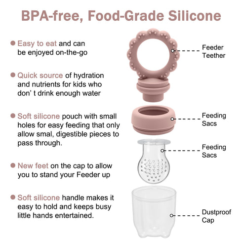 MISSLILI Baby Silicone Fruit Food Feeder Pacifier & Breastmilk Popsicle Freezer Molds,BPA Free Baby Food Storage Containers Frozen Ice Tray for Ba...