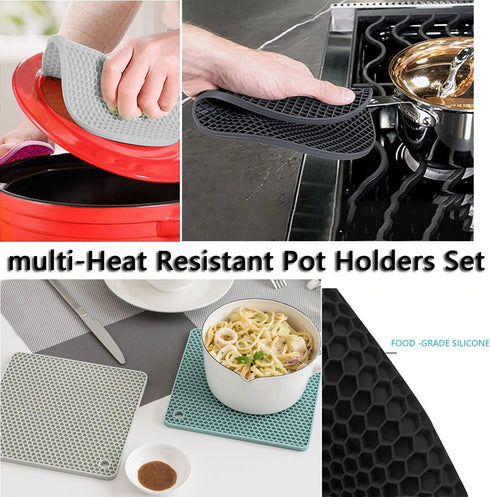 Silicone Trivet Pot Mat, Silicone Pot Holders for Hot Pan and Pot Pads. Heat Resistant Counter Mats for Tables Placemats,Countertops, Spoon Rest a...