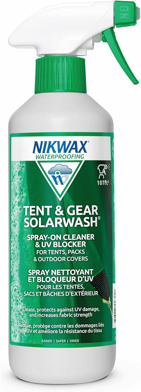 Nikwax Tent & Gear SolarWash, Cleaning, Waterproofing and UV Protector, Cleaner, Maintenance, Restores DWR Water Repellency on Outdoor Gear, Rain ...