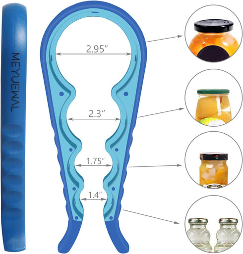 5-in-1 Multi-Functional Bottle, Jar, and Can Opener with Silicone Handle for Children, Elderly, and Arthritis Sufferers (Blue)...
