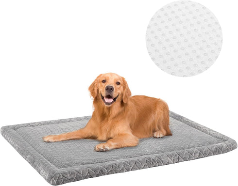 BEAUTYZOO Dog Crate Mat Pad, Soft High Resilience Foam Dog Crate Pad Kennel Pads with Soft Wavy Plush, Anti-Slip Washable Mattress for Jumbo Extra...