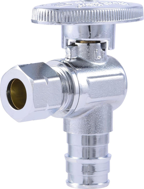 SharkBite 1/2 Inch (3/8 Inch OD) Expansion Angle Stop Valve Connector for PEX-A Pipe, Brass Plumbing Fittings, Stop Valve for PEX-A Tubing, UAB230...