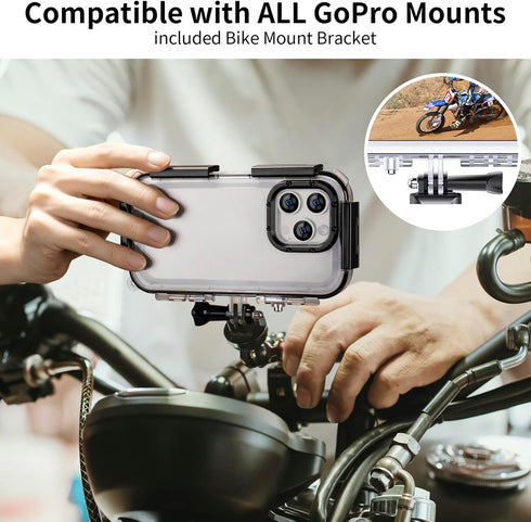 Waterproof Case for iPhone 14Pro/15Pro, Shockproof Anti-Dust Outdoor Sports Waterproof Phone Case Cycling Skiing Phone Case with Bike Mount Bracke...