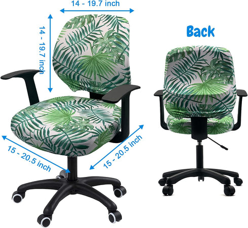 Office Chair Cover Stretchable Computer Desk Chair Seat Covers 2 Piece Waterproof Swivel Chair Protective Slipcover...