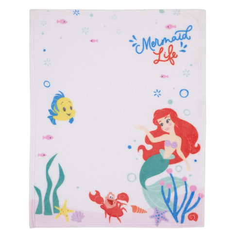 Disney Ariel The Little Mermaid White Mermaid Life Super Soft Photo Op Baby Blanket...