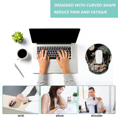 Mouse Pad with Wrist Support, Ergonomic Mouse Pad with Memory Foam Wrist Rest Cushion, Non-slip Rubber Base Gaming Mice Pad for Home Office Comput...
