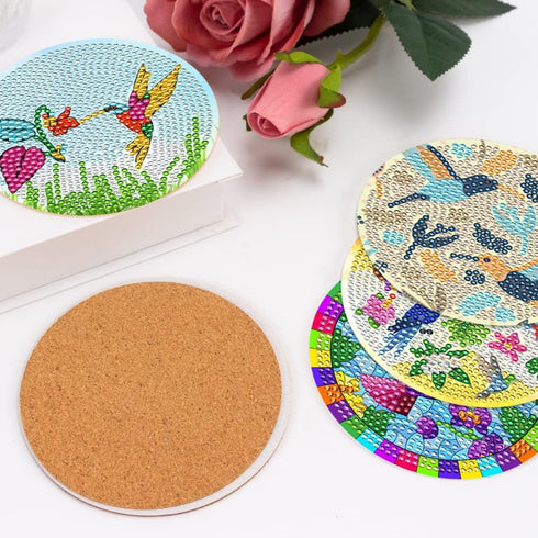 SOEWIOU 8 Pcs Diamond Art Painting Coasters with Holder, DIY Diamond Art Coasters for Drinks, Diamond Art Painting Kits for Beginners, Adults & Ki...