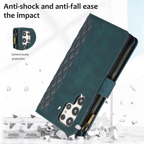 Asuwish Phone Case for Samsung Galaxy S23 Ultra 5G Wallet Cover with Tempered Glass Screen Protector and Wrist Strap Flip Zipper Credit Card Holde...