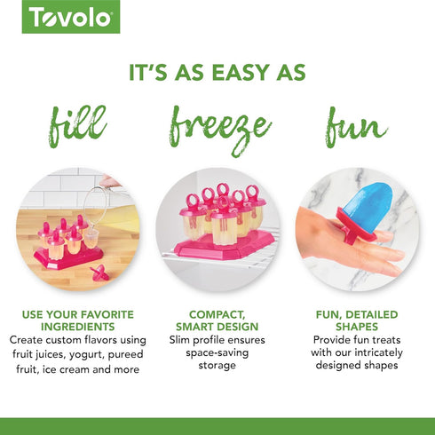 Tovolo Popsicle Molds with Sticks (6-Pack, Jewel Rings) - Reusable Ice Pop Molds & Sticks for Homemade Ice Pops & Frozen Snacks - Popsicle Maker w...