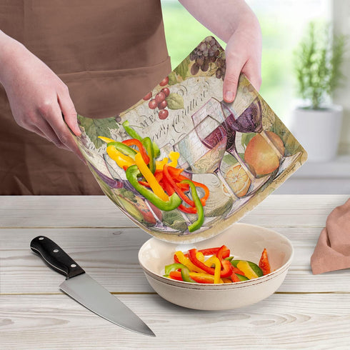 Cut N' Funnel Wine Country Designer Flexible Plastic Cutting Board Mat. Made in the USA, Decorative, Flexible, Easy to Clean...