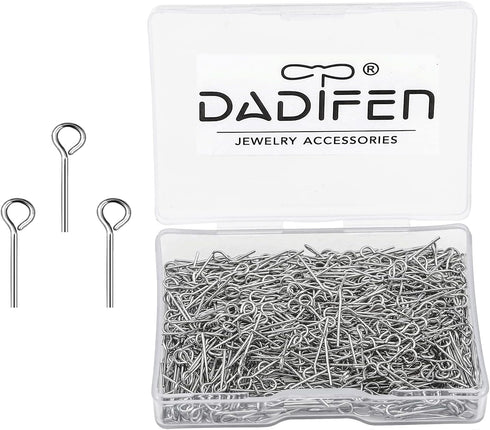 304 Stainless-Steel Eye Pins for Jewelry Making Silver Head Pins 24 Gauge 0.6x15mm 800pcs/Box Open Eye Pins for DIY Making Earring Necklace Bracel...