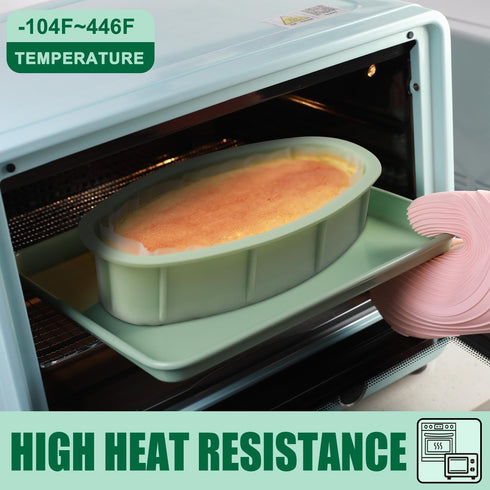 Silicone Oval Cheesecake Pan (2 Pack) - Non-Stick Silicone Cake Bread and Meat Bakeware for Oven, Pot Baking in Home, Kitchen & Bakery Use QLG0111...