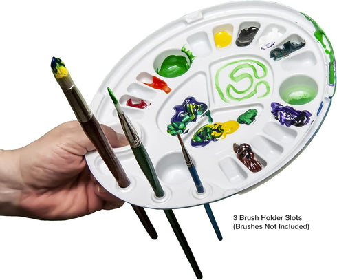 rPALETTE by Green Ellipse- 3 Pack - Environmentally Sustainable Made from Recycled Plastic - Paint Palette - Art Palette with Brush Holder Feature...