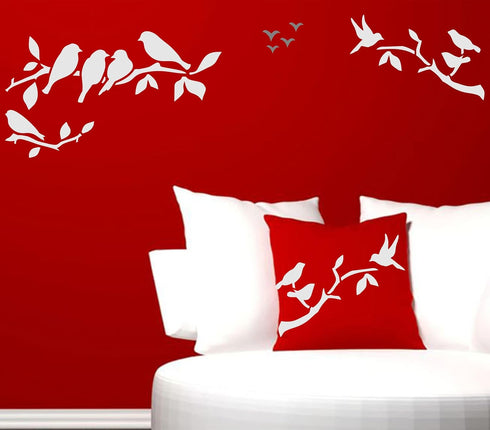 Birds on Branches Stencil, 10 x 10 inch (L) - Bird Branch Silhouette Stencils for Painting Template...
