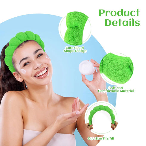 Women Spa Headband for Washing Face Makeup Headband Puffy Sponge Headbands Skincare Headbands for Women Girls Terry Cloth Headband for Skincare Ma...