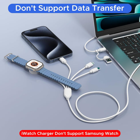 4 in 2 Multi Charging Cable for Apple Watch Charger,USB C Cable Universal Tra vel Charger with Lightning Type C Compatible with iPhone 15 14 13 iW...