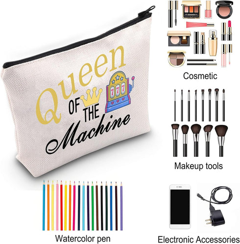 ZJXHPO Casino Cosmetic Bag Casino Gambling Lover Gift Queen Of The Machine Makeup Bag Slot Gambling Lucky Gift (Queen Machine)......