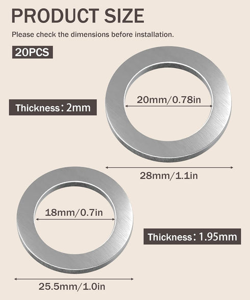 20pcs Oil Drain Plug Gasket Washer Crush Seal,Car Accessories Car Sealing Gaskets Replacement,Transmission Fluid and Rear Differential Oil Drain P...