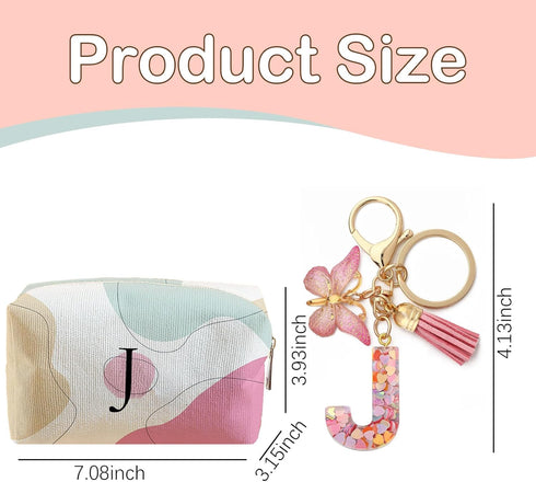 LYDZTION Personalized Initial Makeup Bag Letter Keychain, Custom Makeup Cosmetic Bag for Women Mom Best Friend Teen Girls Birthday Wedding Persona...
