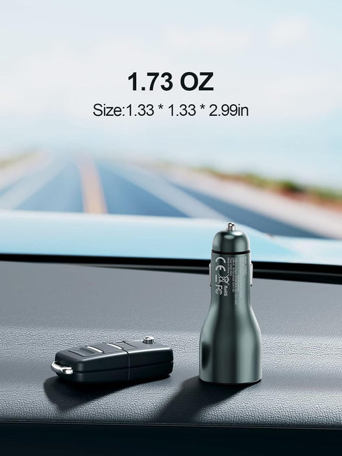 120W USB C Car Charger All-Metal PD3.0 100W/20W+18W 3 Ports Car Laptop Charger Compatible with MacBook,iPhone 15/14/13,Samsung Galaxy S23/22,Googl...
