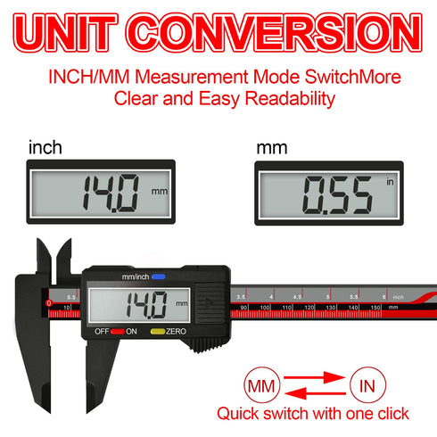 Electronic Digital Caliper, ACEMETER 0-6" Vernier Caliper,Caliper Measuring Tool with mm/inch Conversion,Large LCD Screen,Auto-Off Feature,Suitabl...