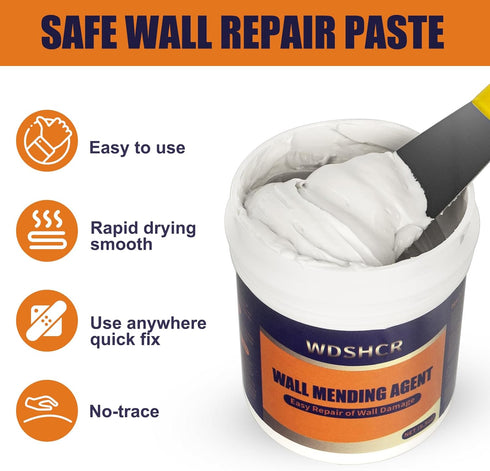 Drywall Repair Kit Drywall Hole Repair Patch Kits Wall Spackle Repair Paste with 8.5OZ White Wall Repair Putty with Scraper, Wall Surface Hole Fil...