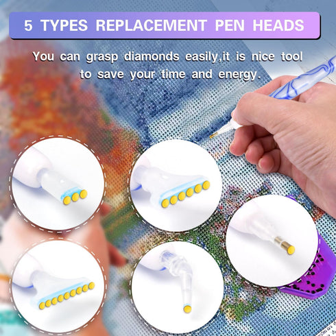 16pcs Diamond Art Drill Pen DIY Diamond Painting Tools Diamond Art Storage Tray with Multiple Sizes Painting Pens Screw Thread Tips Craft Tweezers...