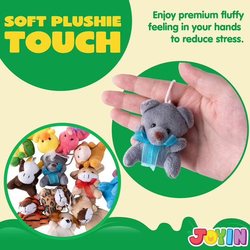 JOYIN 36 Pack Mini Animal Plush Toy Assortment (36 Units 3" Each),Bulk Stuffed Animals Party Favors for Kids, Small Animals Plush Keychain Decorat...