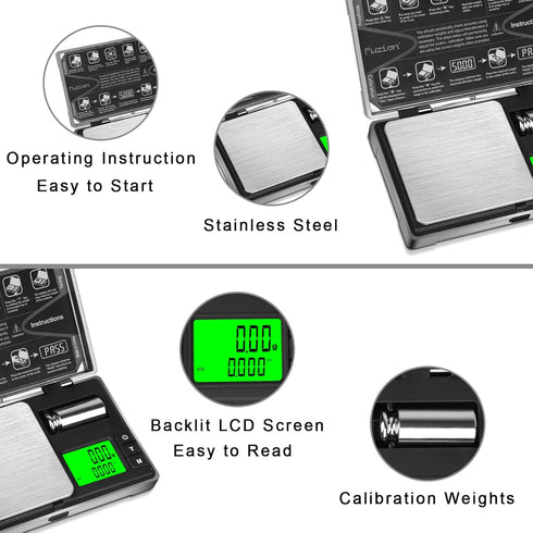 Fuzion Gram Scale, CASH-200 Digital Pocket Scale, 0.01g Digital Grams Scale, Jewelry Scale, Small Food Scale Mini Gram Scale with Upgraded Display...