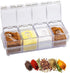 Seasoning Box Set, 4 Piece Clear Acrylic Spice Pots, Jars Condiment Containers with Cover and Spoon Seasoning Rack Storage Container Kitchen Cooki...