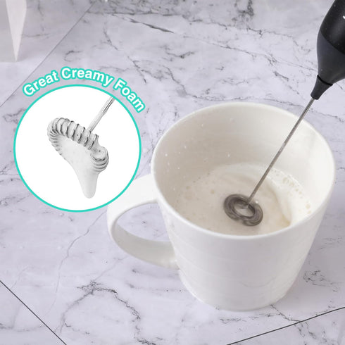 HAUSHOF Powerful Rechargeable Milk Frother, Handheld USB Type-C Electric Foam Maker for Coffee Latte, Cappuccino, Mocha, Macchiato, Frappe and Pro...