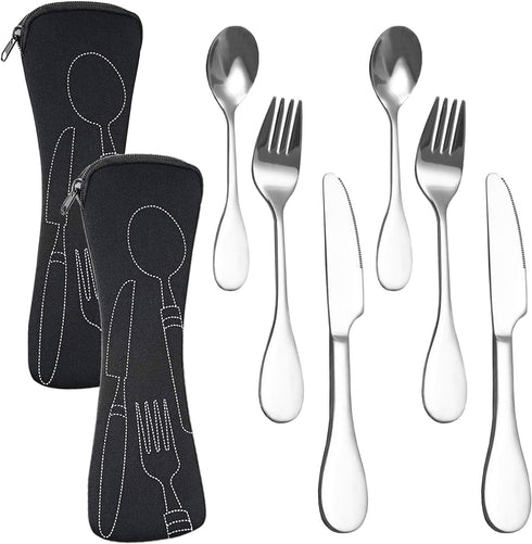 8 PCS Bariatric Plates for Portion Control Eating Portion Management Control Flatware Weight Loss Silverware Serving Spoons Forks Knives with Fabr...
