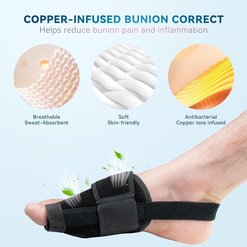 INDEEMAX Bunion Corrector for Women Men, Adjustable Orthopedic Bunion Splint, Non-Surgical Big Toe Hammer Straightener for Day & Night Hallux Valg...