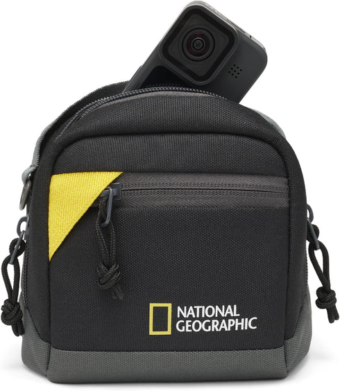 National Geographic Camera Pouch for Compact Cameras, Action Camera, 360 Cameras, or Small Accessories, Integrated Belt Loop, Detachable Strap, Ul...