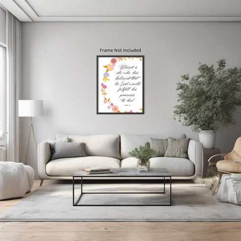 Posterizer 1 pcs-Blessed is She-Positive Quotes-Bible Verse-Religious Posters-Motivational & Inspirational Art-Gifts for Christians - Gift for Dau...