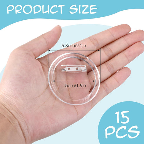 15PCS Acrylic Button Pin Clear Pins Buttons Badges Clear Craft Blank Pins Buttons Badges Kit for DIY Craft Supplies, Birthday, Valentine's Day Gif...