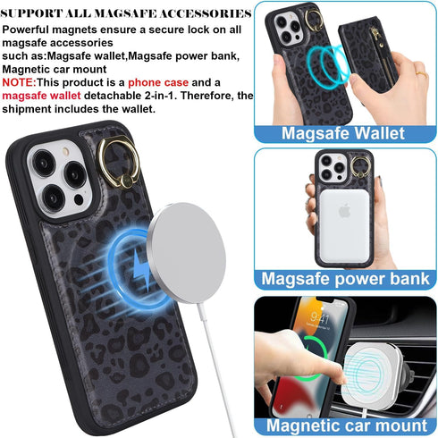 iPhone 11 pro max case with Card Holder, iPhone 11 pro max Phone Case Wallet for Women magsafe Compatible Wallet Detachable 2-in-1 for Men-Black L...