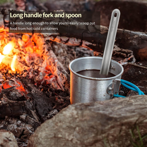TiTo Titanium Long Handle Spork and Spoon Eco-Friendly Ultralight Portabale Flatware for Outdoor Camping Backpacking Hiking Travel Picnic Tablewar...